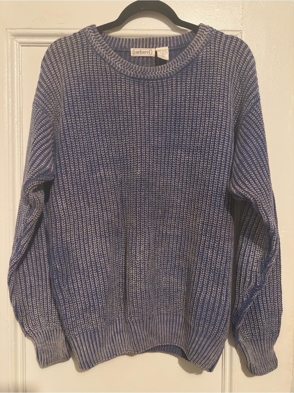 Vintage Cacharel Blue Knit Crewneck Sweater. Size M. 26.5”L x 23”W.
